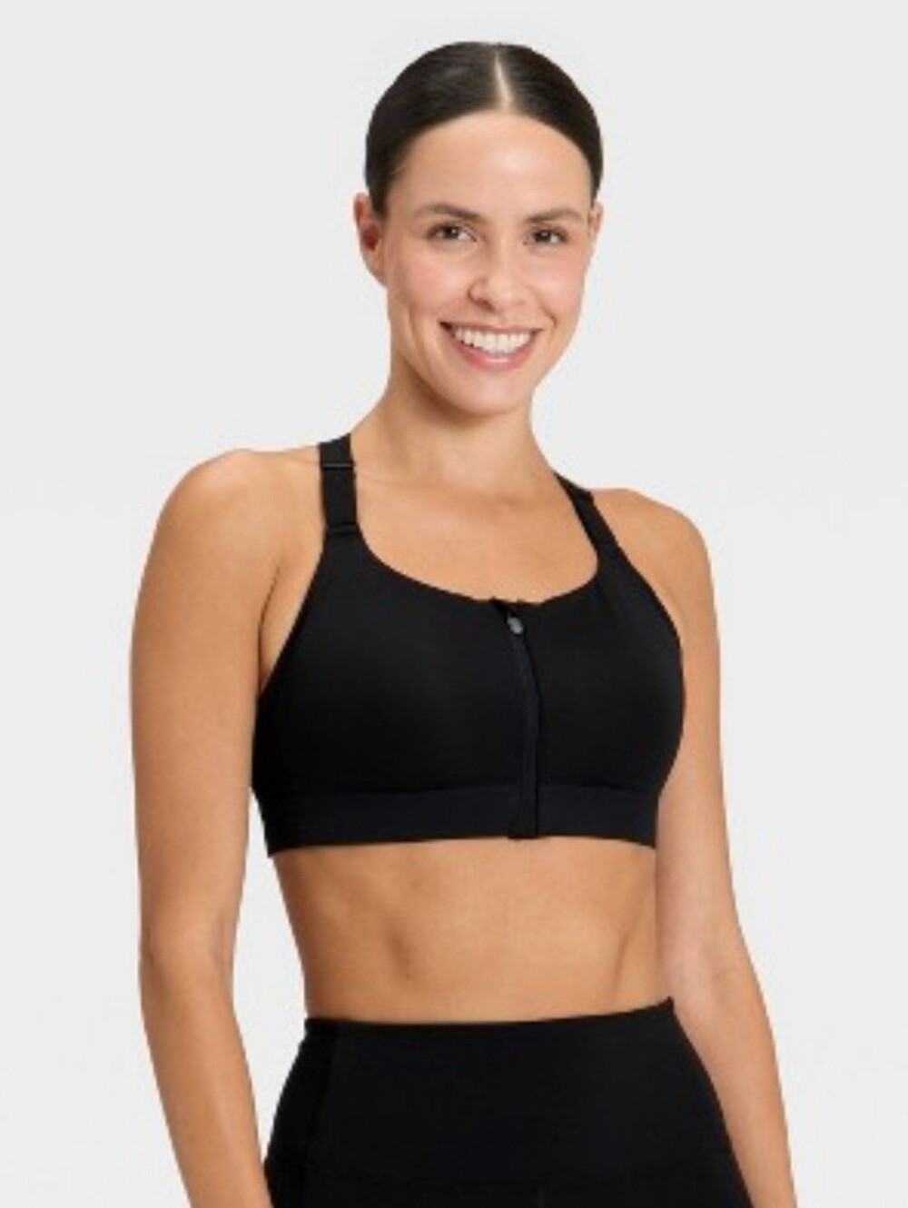 Women's High Support Front Zip Bra - All In Motion Black 34DD
